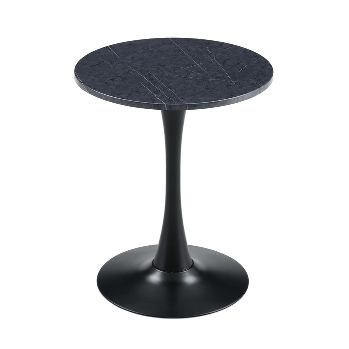 Round Dining Table With Faux Marble Top And Metal Pedestal +, 23.6" Diameter For Kitchen, Living Room, Small Spaces