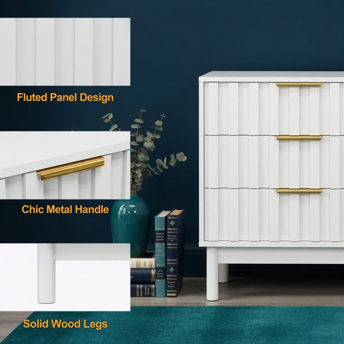 Fluted 3 Drawer Dresser