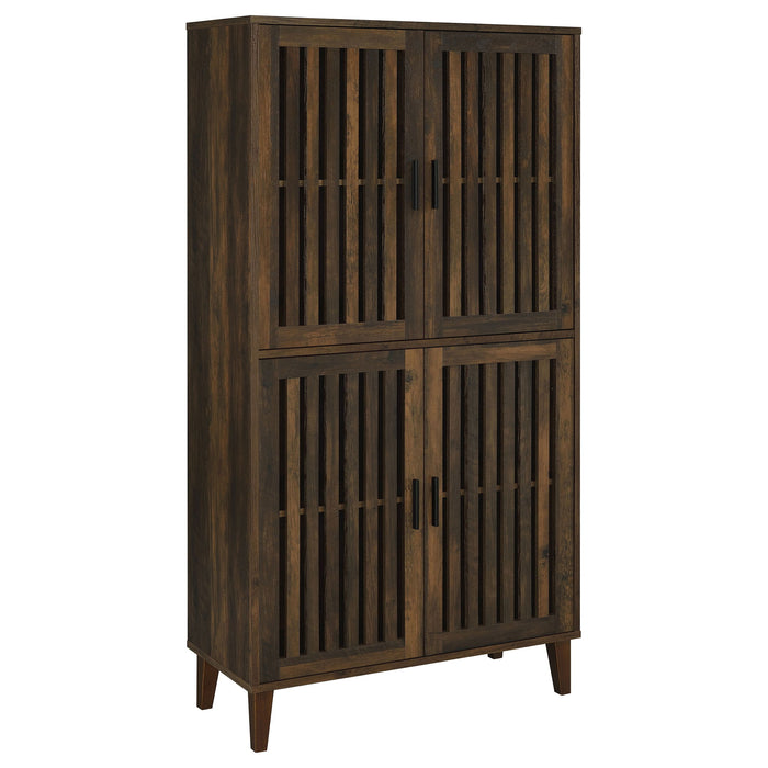 Sakai - 4 Door Tall Accent Cabinet With Slatted Doors - Brown