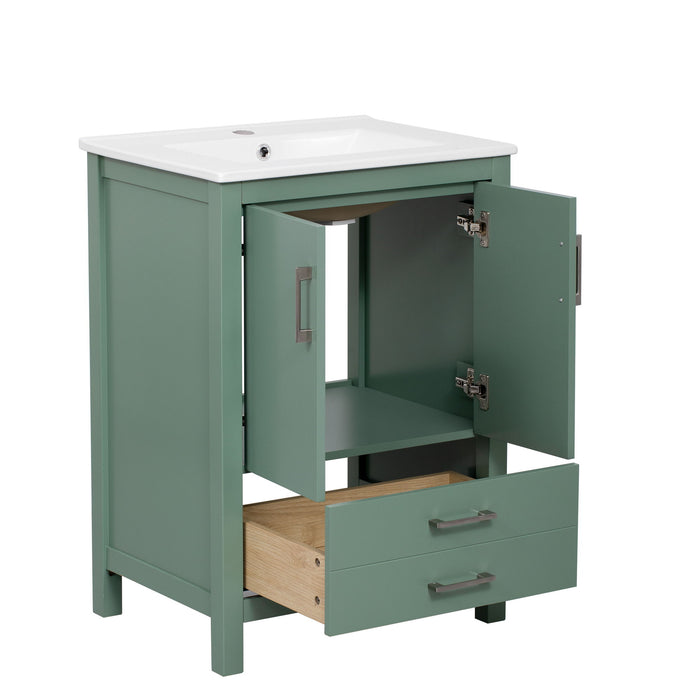 Bathroom Vanity With Sink Combo, Freestanding Storage Cabinet, Soft Closing Doors - Green