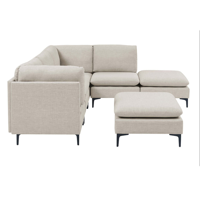Upholstered Modular Sectional With Medium Firm Seat Cushion - Almond