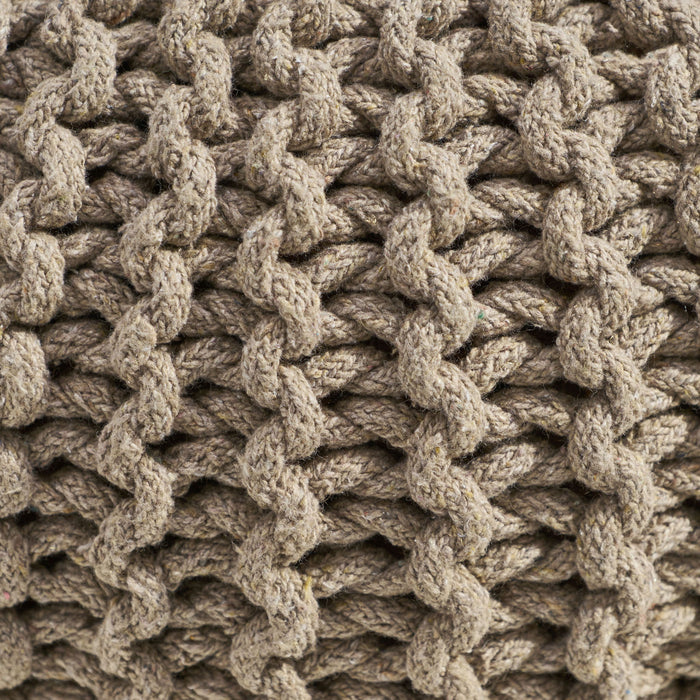 Moro - Knitted Cotton Round Pouf With Pumpkin Shape