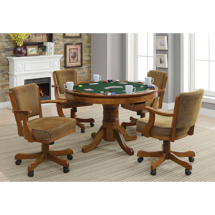 Ghilardi - Game Table Cupholders Round Table With Reversible TopPedestal Base - Amber