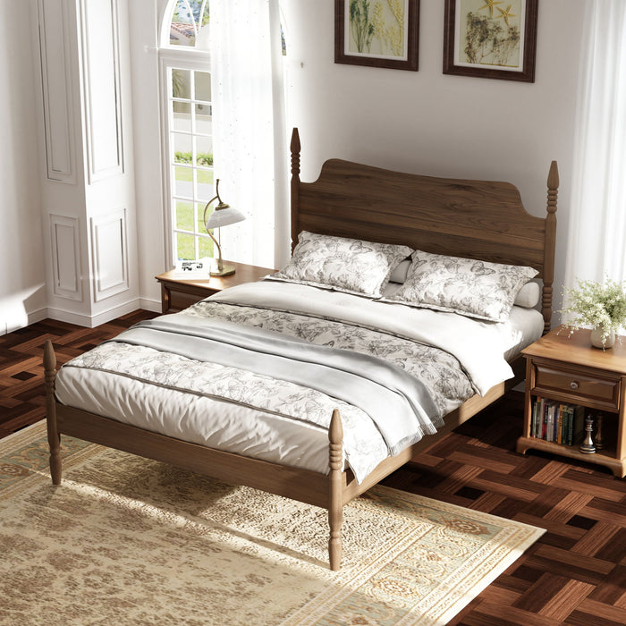 Retro 4 Poster Platform Bed Frame With Curved Tall Headboard