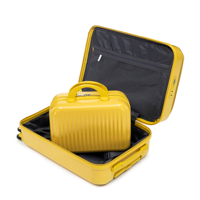 Luggage Set With Cosmetic Case, Combination Lock, Front Opening Design