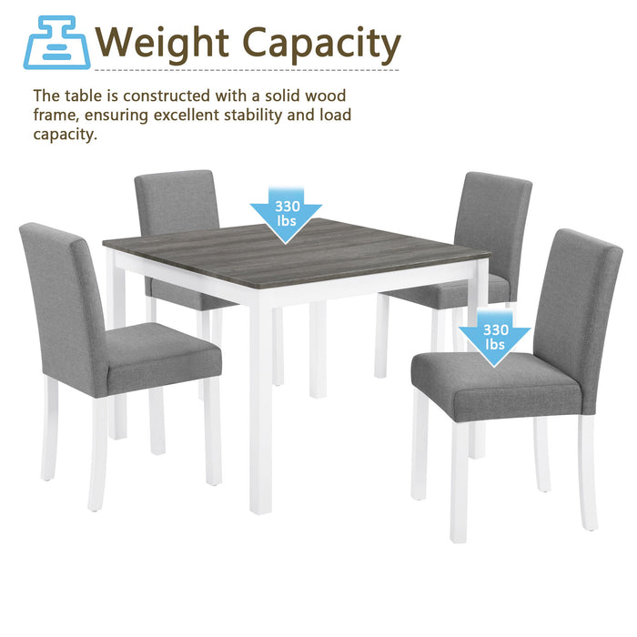 5 Piece Dining Table Set With 4 Chairs For Kitchen - Gray / White