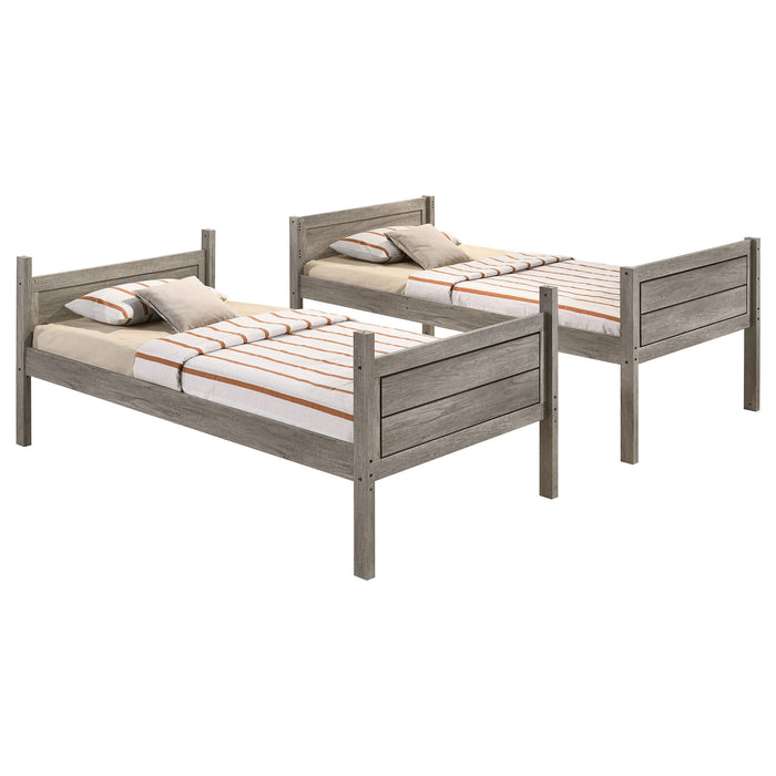 Brenton - Twin Over Twin Bunk Bed With Ladder - Taupe