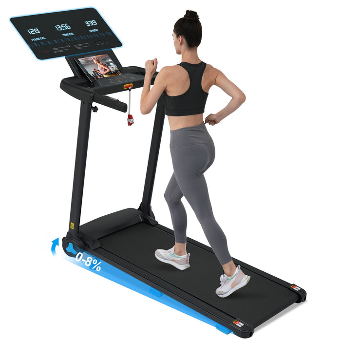 Folding Treadmills For Home Small, 3.0Hp Portable, 10Mph Walking Pad With Incline, Bluetooth, Heart Rate Sensors, Charge Station - Black