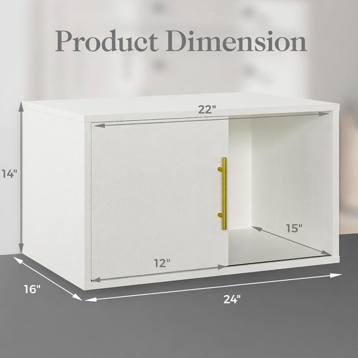 Cube Storage Organizer With Sliding Door Stackable Modular Bookshelf & Storage Cabinet - White
