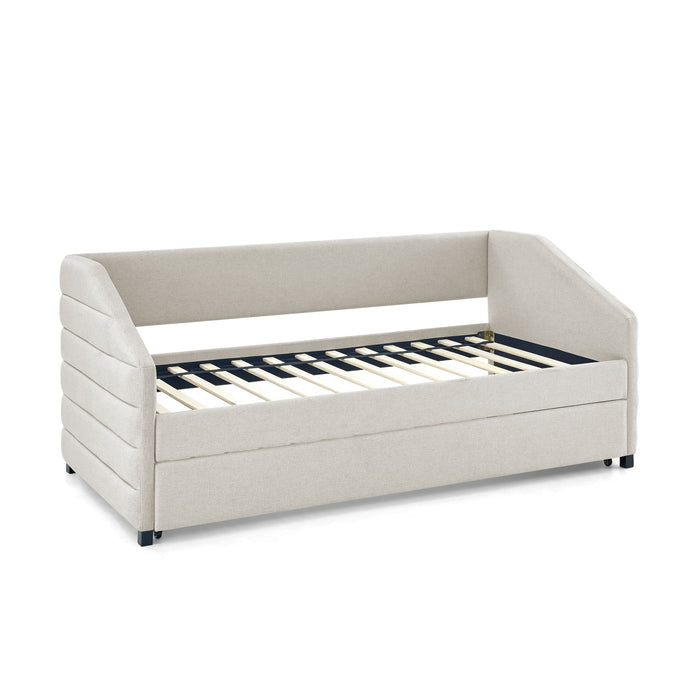 Elegant Daybed With Trundle Upholstered Tufted Sofa Bed