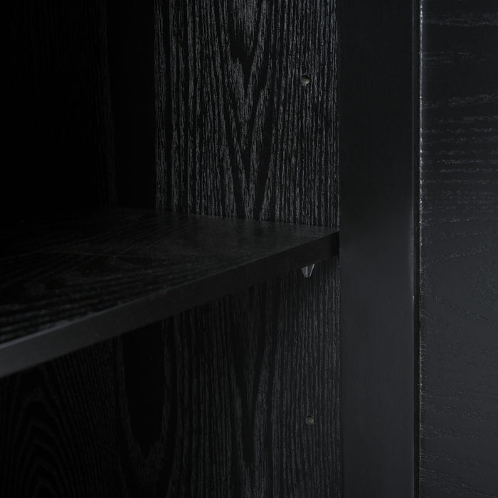 Stylish Storage Cabinet Sideboard With Unique Geometric Circle Door Design - Black