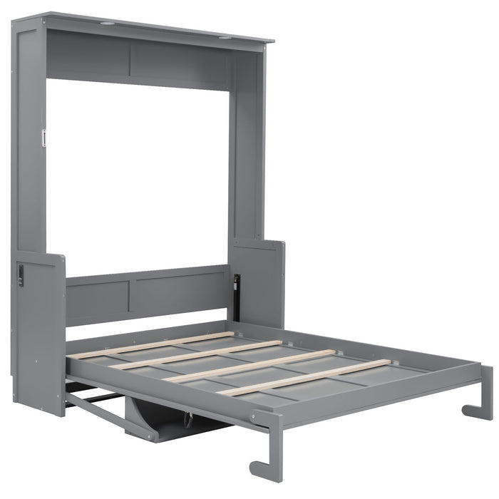 Murphy Bed With Desk, LED Lights & USB Charging Station