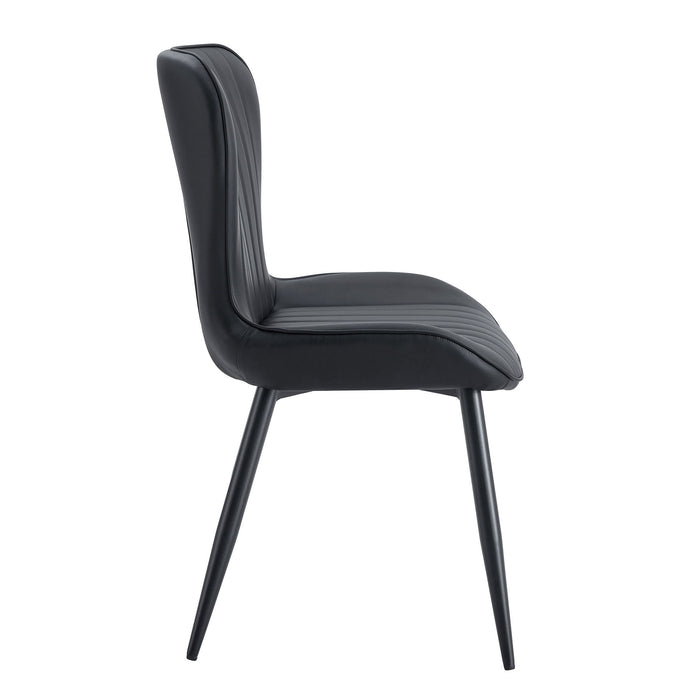Minimalist Ergonomic Dining Chair (Set of 4) With Curved Cushions And Metal Frame - Black