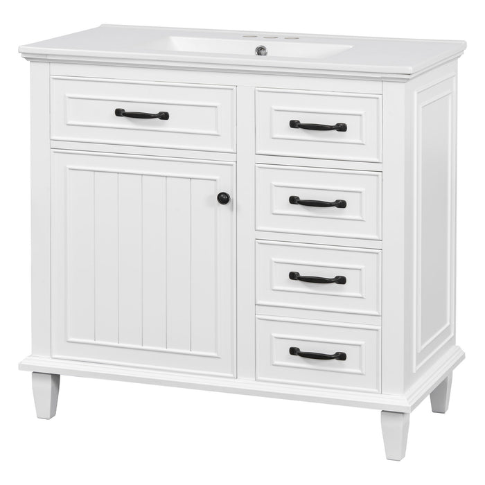 Modern Bathroom Vanity With Sink Top, Flip Drawers, Adjustable Shelf