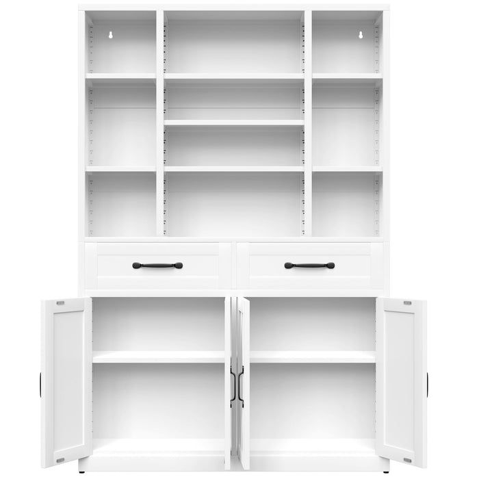 Industrial Bookcase Tall With Adjustable Shelves, Drawers & Doors