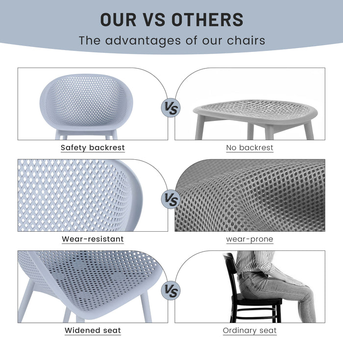 2 Piece Durable Single Chair With Mesh Hollow Out Design