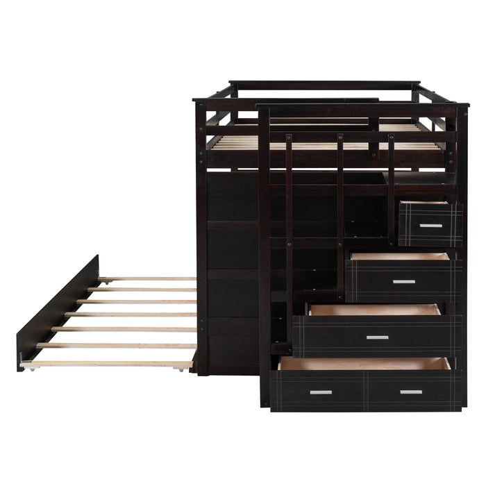 Bunk Bed With Twin Size Trundle And Staircase