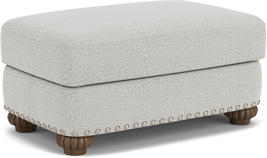 Patterson - Fabric Ottoman, Nailhead Trim