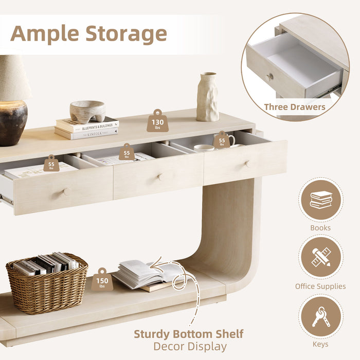 Console Table With 3 Drawers, Display Shelf