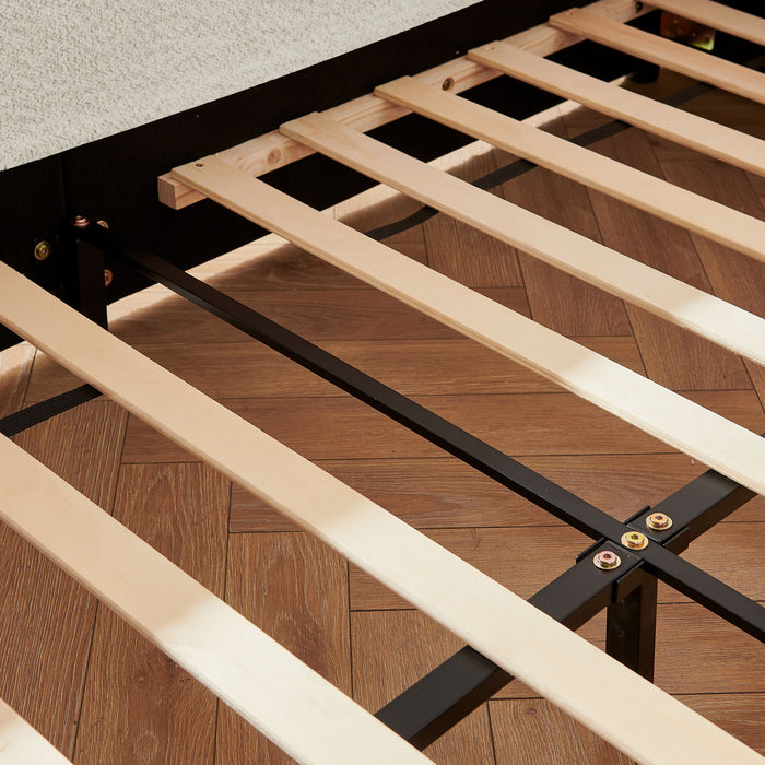 Cute Rabbit Ear Upholstered Platform Bed Frame With Safety Rail