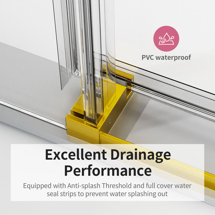 Frameless Sliding Shower Door With Soft- Close, 3 / 8" Tempered Glass