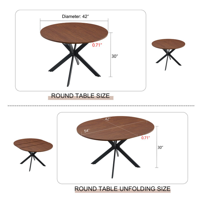 Extendable Round Dining Table - Walnut