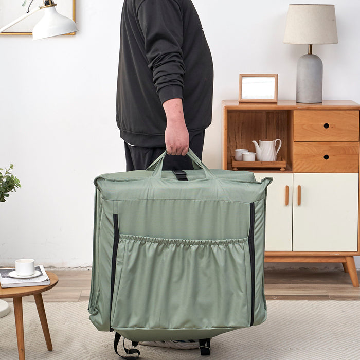 Foldable Portable Camping Chair With Carry Bag 14 Position Adjustable Recliner For Adults Cotton & Metal Frame For Outdoor Travel, Picnic, Or BBQ - Light Green