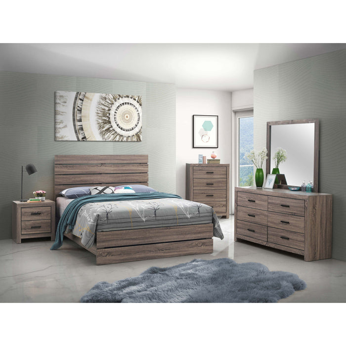 Geary - Panel Eastern King Bed With Slat - Oak
