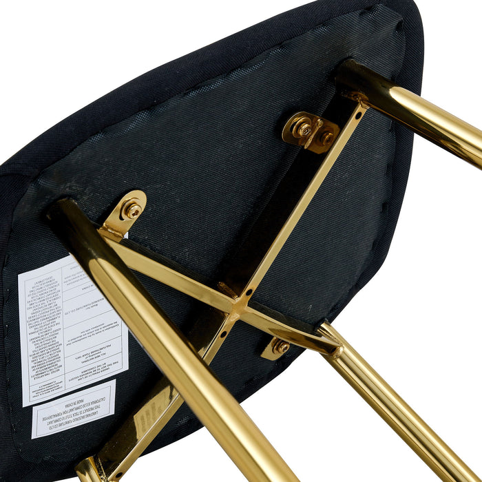 Luxury Simple Chair (Set of 4) Linen Cotton High Resilience Dining Chair With Metal en Legs - Black / Gold