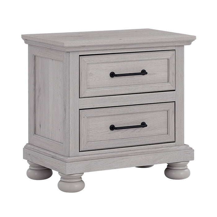 Larksmont - 2-Drawer Nightstand With USB-A/USB-C Port - Oyster Shell Gray