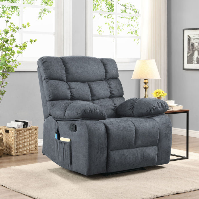 Contemporary Massage Recliner With Pillow Tufted Design - Charcoal