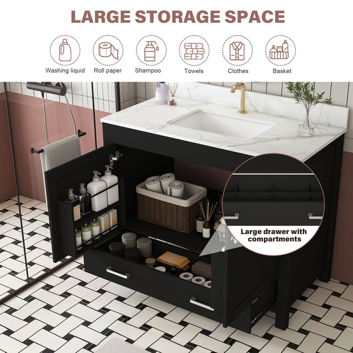Bathroom Vanity Set, Fluted Cabinet, Soft Close Doors & Drawers - Black