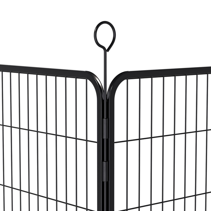 Dog Playpen, 16 Panels Pet Exercise Pen Indoor / Outdoor Fence With Anti Skid Base - Black