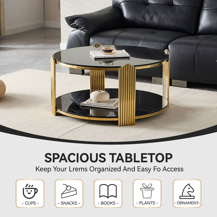 Round Table With Double Layer Storage