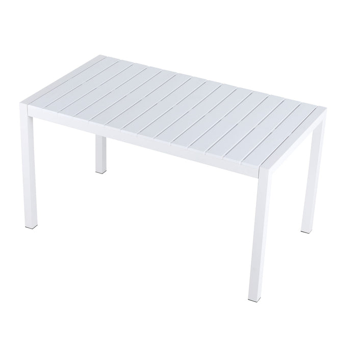 4 Piece Set Of Striped Color Blocking Single Chairs With Long Table - Cream White / Haze Green / White