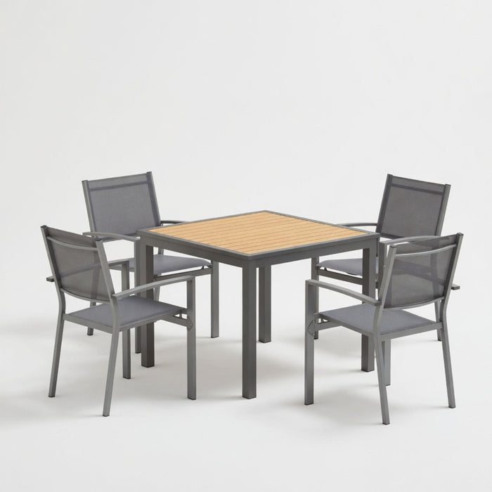 5 Piece Patio Dining Set, Table And Chairs For Outdoor Use - Gray