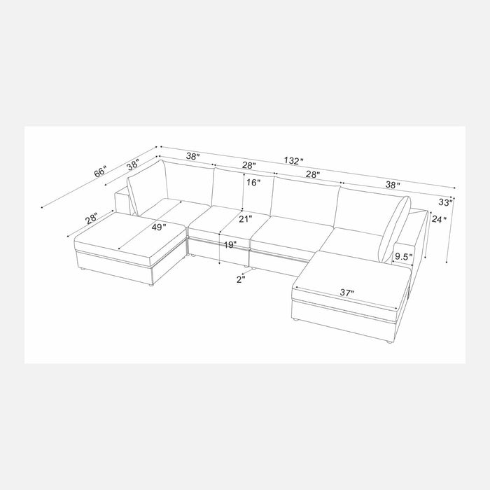 Modern Reversible Modular Sectional