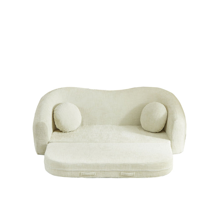 Curved Convertible Sofa, 2 In 1 Frameless Folding Sofa Bed With Pull Out Base And Deep Seat