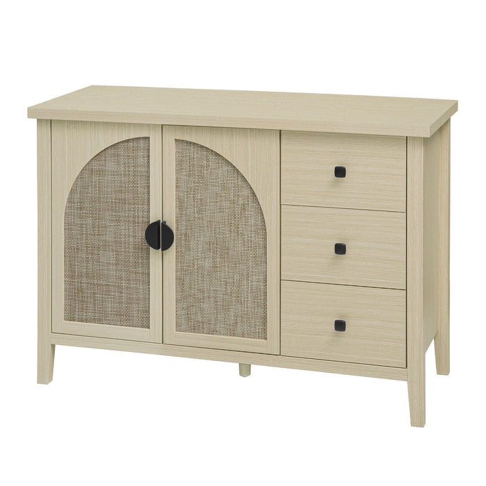 Rattan 2 Door 3 Drawer Cabinet, Suitable For Bedroom - Natural