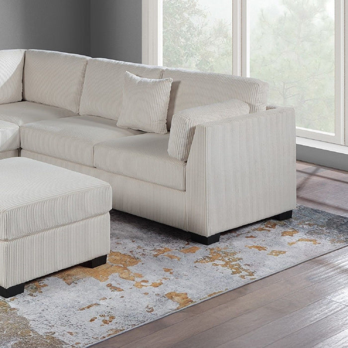 Contemporary L - Sectional Sofa Set With Ottoman And Pillows