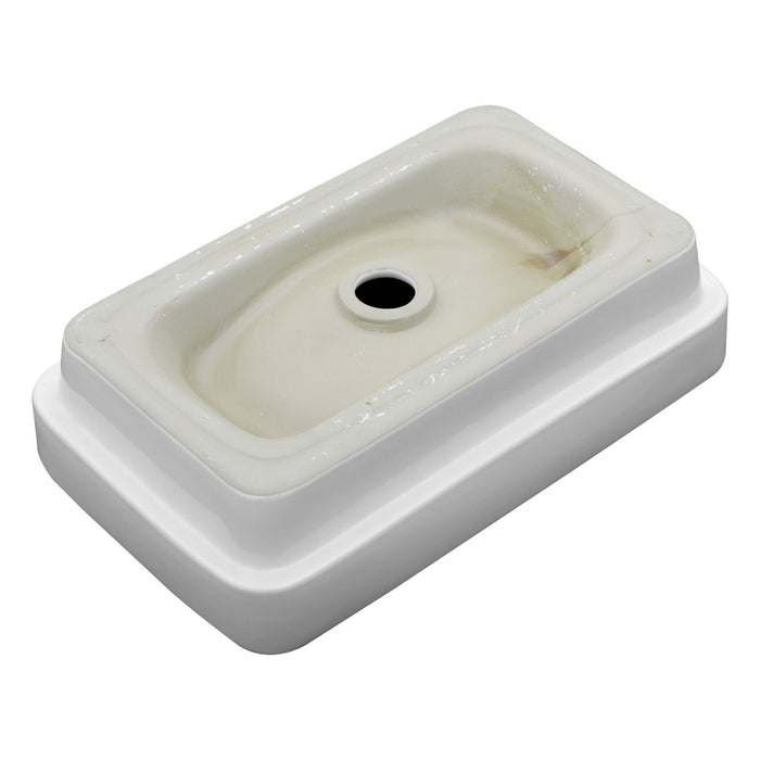 Semi Recessed Bathroom Sink With Countertop Vessel Design, 19" X 12" - White