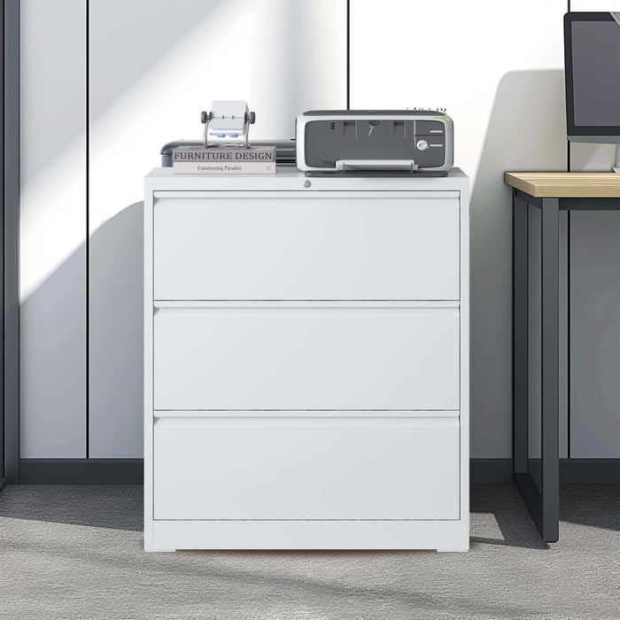 Lateral File Cabinet, Locking Heavy Duty, Anti-Tip Safety Interlock, Vertical Storage For Letter/Legal/A4 Files