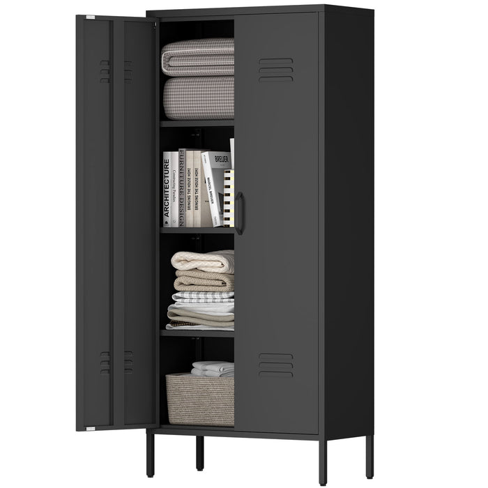 Modern Storage Cabinet With Adjustable Shelves, Magnetic Door Stopper