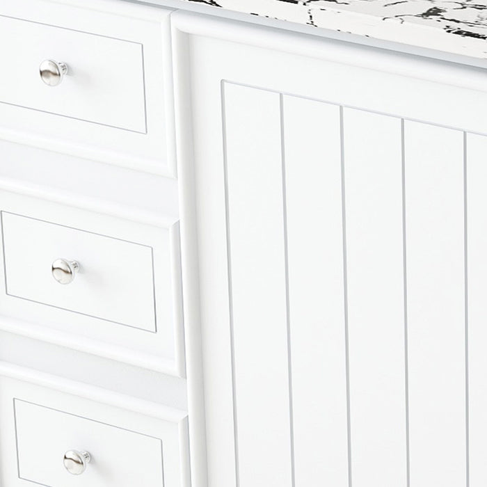 Bathroom Vanity Set With 3 Drawers And Storage Cabinet, Single Faucet Hole - White