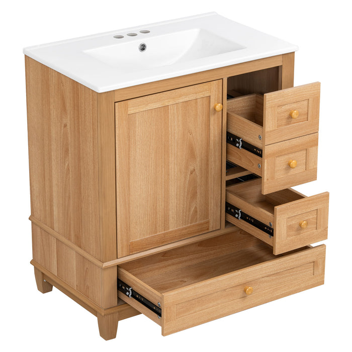 Freestanding Bathroom Vanity With Sink, Soft Close Doors & Drawers, Ample Storage - Wood