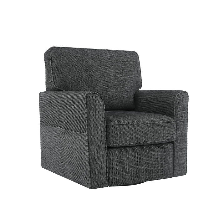360° Swivel Accent Barrel Armchair With Side Pockets, Compact Design