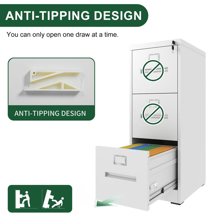 Premium Drawer File Cabinet With Lock, Metal Vertical Design, A4 Legal / Letter Size