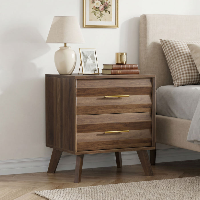Medieval Double Drawer Bedside Table