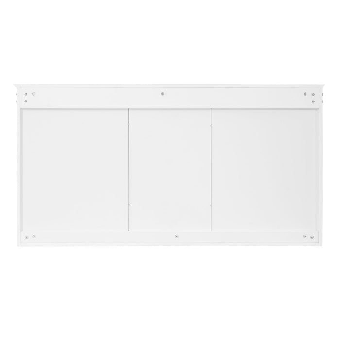 Wall-Mounted Mirror Medicine Cabinet With Adjustable Shelf And Open Shelves, Bathroom Storage Cabinet Over Toilet - White