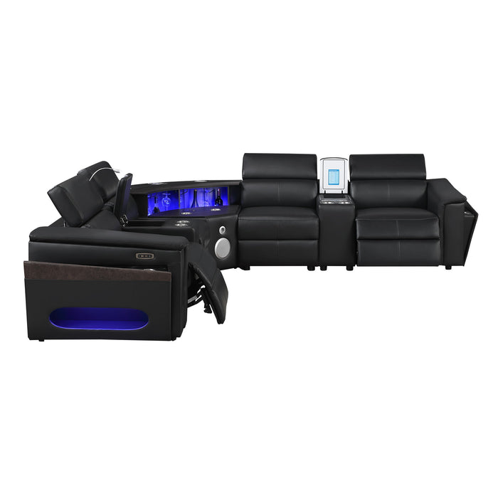 Nova - Sectional With Bluetooth Speaker, LED And Lifting Wine Cabinet